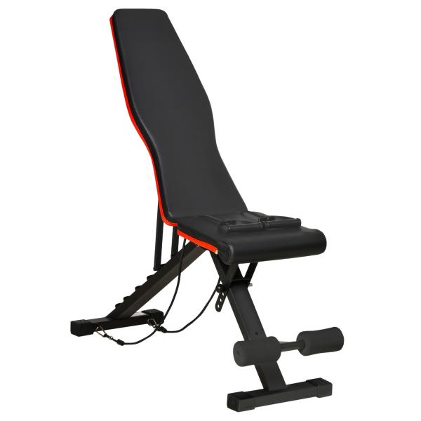 Banco de Musculação Dobrável com Extensão de Perna e Banda de Resistência 130x34x48 - 109 cm Preto