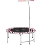 Trampolim de Fitness Adultos Ø102 cm com Pega Ajustável de 5 Níveis Estrutura em Aço para Treino de Pernas Corpo Rosa