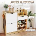 Sapateira Estreita com Prateleiras Ajustáveis Gaveta e 4 Ganchos para 14 Pares de Sapatos 93x30x90 cm Madeira e Branco
