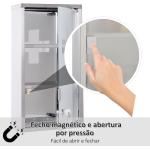 Armário de Medicamentos Armário de Primeiros Socorros de Aço Inoxidável com 3 Prateleiras e Fechadura 25x12x48 cm Prata