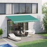 Toldo Manual 395x245 cm Toldo de Varanda Pátio com Manivela de Alumínio e Tecido de Poliéster 280 g/m² Verde