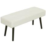 Banco de Pé de Cama em Bombazina com Assento Acolchoado, Design Capitoné e Pernas de Aço para Quarto Branco Creme