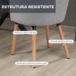 Cadeira de Sala de Jantar Estofada em Linho Sintético com Apoio para os Braços e Pés de Madeira 57x56x72cm Cinza