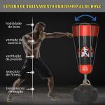 Saco de Boxe em Pé Saco de Boxe para Adultos com Grande Base Preenchível de Areia e Água Ø60x180 cm Preto e Vermelho