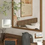 Espelho de Parede 65x110 cm com Moldura de Madeira em Forma de Janela Espelho Decorativo para Sala Quarto Castanho Escuro