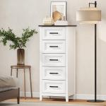 Cómoda 5 Gavetas Cómoda de Dormitório Estreita e Alta com Bancada com Efeito Madeira 45x35x106 cm Branco