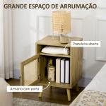 Conjunto de 2 Mesas de Cabeceira com Portas de Vime e Prateleira Aberta Mesa Auxiliar 39x35x60 cm Madeira