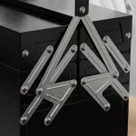 Caixa de Ferramentas de Aço Dobrável com 5 Compartimentos Mala de Ferramentas com Pega para Oficina e Casa 45x20x34,5 cm Preto