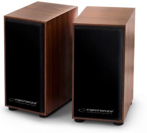 Colunas 2.0 USB 2 x 3W RMS 3,5 Jack (Madeira) - ESPERANZA