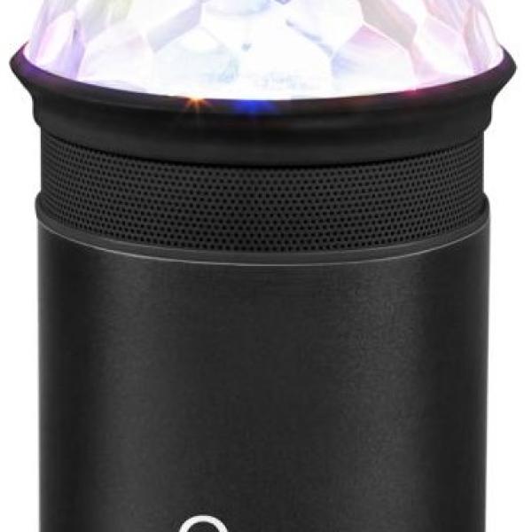 Coluna Mini Portátil LEDs Efeitos RGB c/ Leitor FM, USB, MiniSD, MP3, Bluetooth (Preto) - QUER