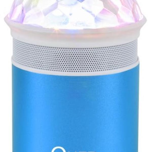 Coluna Mini Portátil LEDs Efeitos RGB c/ Leitor FM, USB, MiniSD, MP3, Bluetooth (Azul) - QUER