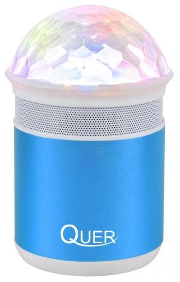Coluna Mini Portátil LEDs Efeitos RGB c/ Leitor FM, USB, MiniSD, MP3, Bluetooth (Azul) - QUER