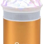 Coluna Mini Portátil LEDs Efeitos RGB c/ Leitor FM, USB, MiniSD, MP3, Bluetooth (Dourado) - QUER