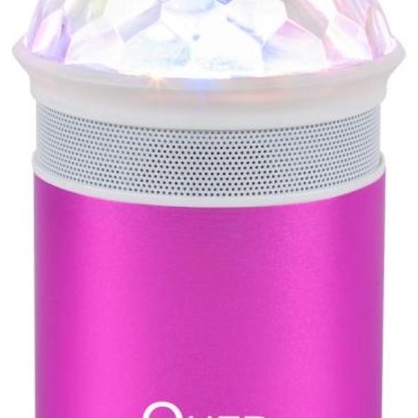 Coluna Mini Portátil LEDs Efeitos RGB c/ Leitor FM, USB, MiniSD, MP3, Bluetooth (Rosa) - QUER