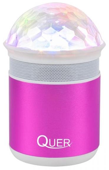 Coluna Mini Portátil LEDs Efeitos RGB c/ Leitor FM, USB, MiniSD, MP3, Bluetooth (Rosa) - QUER