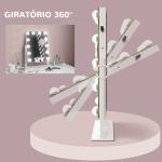 Espelho de Maquilhagem Estilo Hollywood com Luzes 12 Lâmpadas LED 3 Modos de Iluminação e Entrada USB 36,5x8,5x45,5 cm Branco
