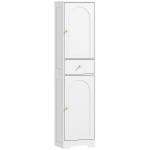 Coluna Casa de Banho com 2 Portas Arqueadas Gaveta e Prateleiras Ajustáveis Armário Alto Casa de Banho 40x29,5x170 cm Branco com Veios