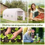 Estufa Tipo Túnel 400x200x200cm Estufa de Jardim com 6 Janelas Transpiráveis e Portas Enrolável com Zíper para Cultivo de Plantas e Verduras Branco