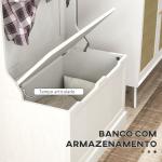 Móvel de Entrada com Cabide, Banco e Arrumação Branco Moderno 71,5x39,5x170 cm