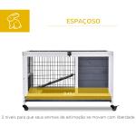 Coelheira de madeira gaiola para pequenos animais de estimação portátil com telhado de abertura rampa de bandeja removível para cobaias 90x53x59 cm cinza e branco