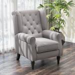 Poltrona de Sala com Apoios de Braços e Pés de Madeira Carga 160 kg para Quarto Escritório Sala de Estar 74x86x102 cm Cinzento