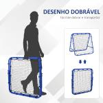 Rede de rebote dobrável para treinamento rebotador ajustável em 5 níveis em ângulo com tubo de aço 100x95x90 cm azul