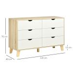 Cómoda com 6 Gavetas e Pés Elevados Cómoda para Dormitório Estilo Moderno Anti - Tombo 120x40x76cm Madeira e Branco