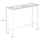 Mesa de Bar Mesa Alta com Bancada de Efeito Marmorizado e Pés de Metal Estilo Moderna para Cozinha Bistro Cafeteria 120x40x100cm Branco