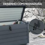 Baú de Exterior 295 L Baú de Armazenamento de Aço Galvanizado com 1 Fechadura para Jardim 100x62x65 cm Cinza Escuro