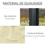 Chapéu de Sol Exterior para Terraço, Ø265 cm, Guarda - sol de Jardim com 32 Luzes LED Solares, Poste de Aço e Manivela de Guarda - sol Inclinável, para Pátio, Terraço, Bege