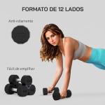 Conjunto de 2 Halteres Dodecagonais 2 x 10 kg em Metal com Revestimento em Borracha para Treino em Casa e Ginásio Preto
