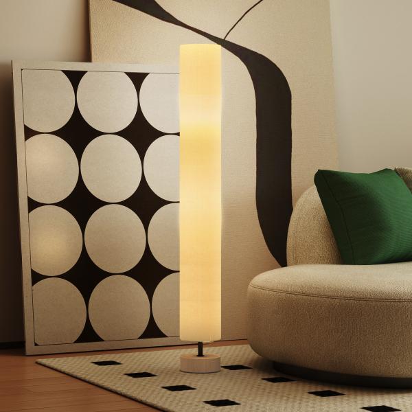 Candeeiro de Pé para Sala com Casquilho E27 Máx. 40 W, Abajur em Linho e Estrutura Metálica, 15x15x120 cm, Bege