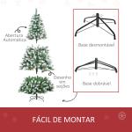 Árvore de Natal Artificial 180cm com 800 Ramos e 61 Pinhas Folhas de PVC com Efeito Neve Base Dobrável Verde