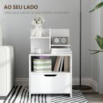Mesa de Cabeceira de Madeira Moderna com Gaveta e Prateleiras de Armazenamento 45x35x73 cm Branco
