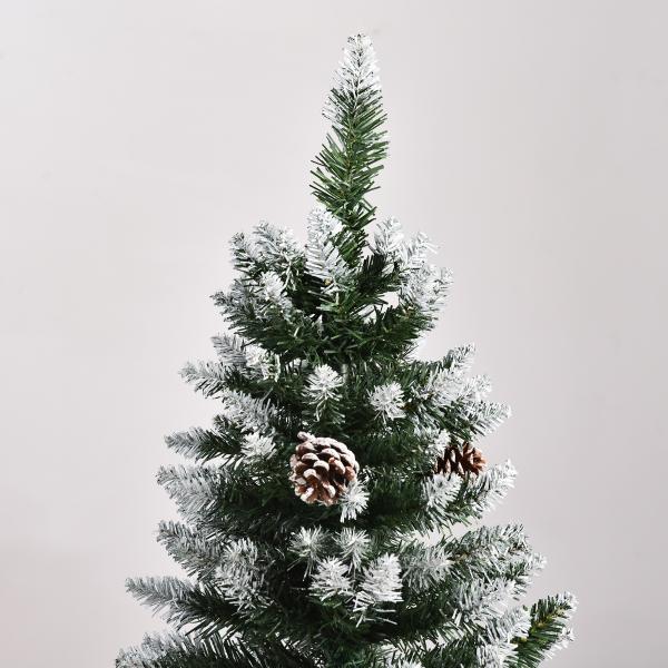 Árvore de Natal Artificial Ø69x150cm com 464 Ramas e 28 Pinhas Folhas de PVC Base Dobrável e Suporte Metálico Decoração de Natal para Interiores Verde