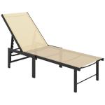 Espreguiçadeira Reclinável de Jardim Exterior com Encosto Ajustável em 4 Posições e Estrutura de Aço, 166x60x84 cm, Caqui