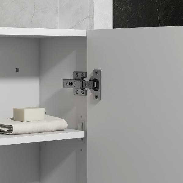 Móvel de Casa de Banho Suspenso com Prateleira Ajustável para Cozinha Lavandaria Quarto Branco Brilhante