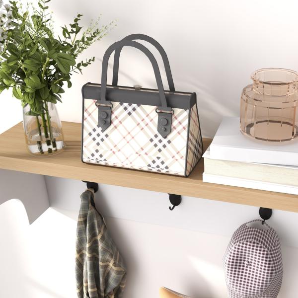 Móvel Cabide de Entrada com Banco Sapateira 2 em 1 Móveis de Entrada com 3 Ganchos 75x30x50 cm e 75x20x22,5 cm Branco