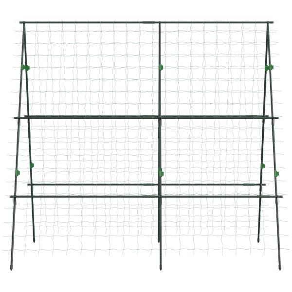 Treliça de Jardim Triangular Suporte para Plantas Trepadeiras com Estrutura em Aço 180x100x180 cm Verde
