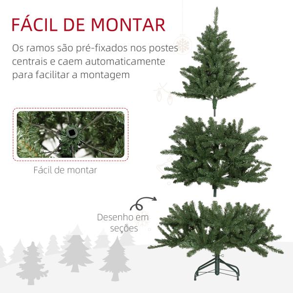 Árvore de Natal Artificial 150 cm com 220 Luzes LED 588 Ramos Árvore Natalina para Interior Verde