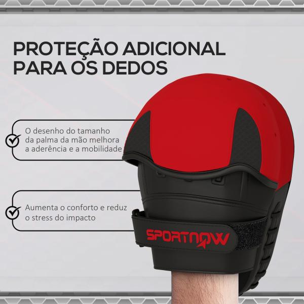Plastrons de Boxeo Paos de Muay Thai MMA para Treino de Boxeo Boxing Karate Taekwondo Artes Marciais 24x19x4 cm Vermelho