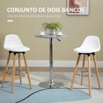 Conjunto de 2 Bancos de Bar Estofados em PU Bancos Altos de Cozinha com Assento de 69 cm 43x43x91 cm Branco