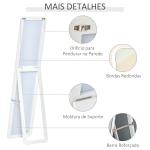 Espelho de Pé de Corpo Inteiro Retangular com 2 Formas de Uso Estrutura de Madeira de Pinho 37x43x156 cm Branco