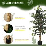Ficus Artificial com Troncos Planta Artificial com Vaso e 702 Folhas Realistas para Ø15x130 cm Verde
