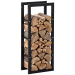 Suporte para Lenha de Metal Porta Lenha Metálico para Interior e Exterior Carga Máxima 100 kg 40x25x100 cm Preto