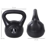 Peso Russo de 8 kg Kettlebell Preenchido de Areia com Punho Largo e Antiderrapante para Trenos em Casa e Ginásio 22x17x24 cm Preto