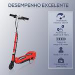 Trotinete Elétrica para Crianças + 7 Anos trotinete Dobrável com Altura Ajustável Bateria Recarregável 24V Velocidade até 12 km/h e Carga 50 kg 74x36x73 - 91 cm Vermelho