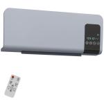 Aquecedor Elétrico de Parede 1000W/2000W com Ecrã LED Controlo Remoto Termostato Temporizador para Áreas de 15 - 20 m² 54,5x12x21,5 cm Cinzento