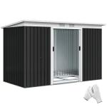 Abrigo de Jardim 280x130x172cm Abrigo de Exterior de Aço Galvanizado com Porta Corredeira e Ventilações Cinza Escuro