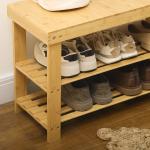 Banco Sapateira de Bambu Organizador de Sapatos com 2 Prateleiras para 6 - 9 Pares de Sapatos 70x28x45 cm Madeira